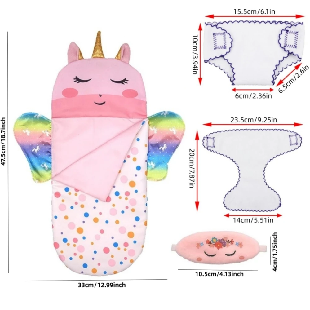 Dolls Out Going Carry Bag Set Children's Handbag+2pcs Diapers+Sleepig Bag 43-45cm Newborn Doll Clothes Accessories Birthday Gift
