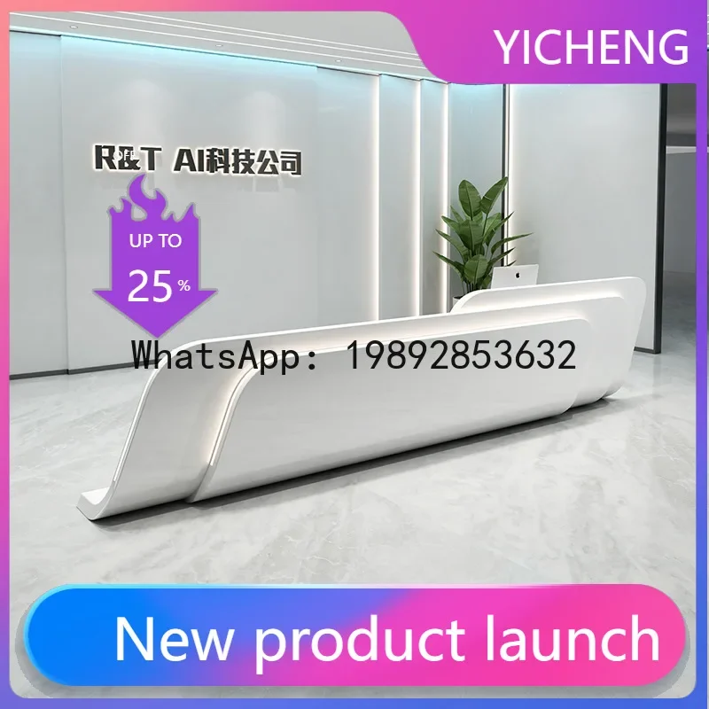 H5.20 table cashier counter hair salon clothing store company front desk reception counter painted commercial front desk
