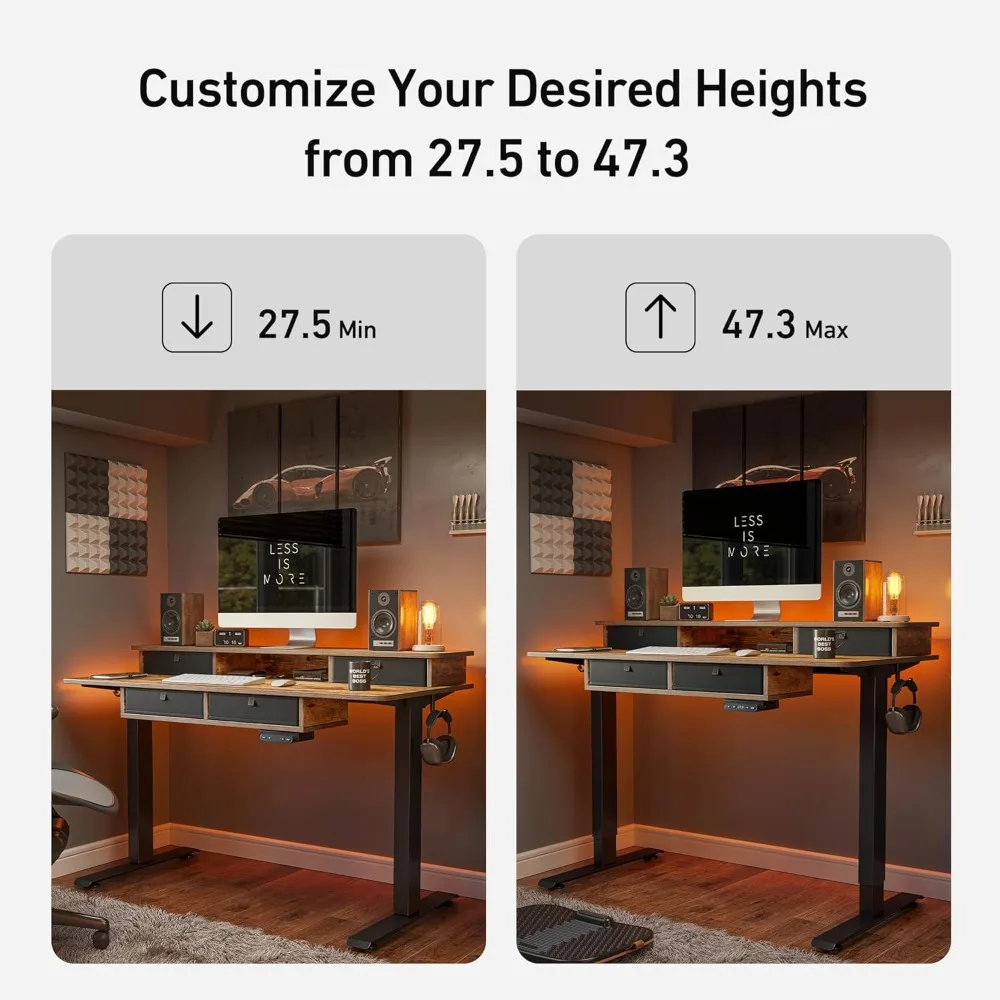 مكتب قائم كهربائي مقاس 48 × 24 بوصة بارتفاع قابل للتعديل مع 4 أدراج، مكتب حامل للجلوس، طاولة واقفة للمكتب المنزلي مع 4 ارتفاع #6