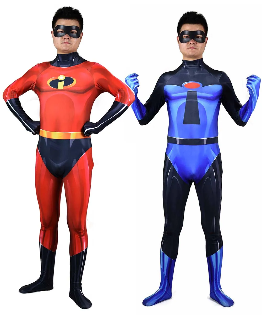 

Adults Male Incredible Mr Cosplay Costumes Men Superhero Zentai Suit Halloween Bodysuit Man Party Jumpsuits
