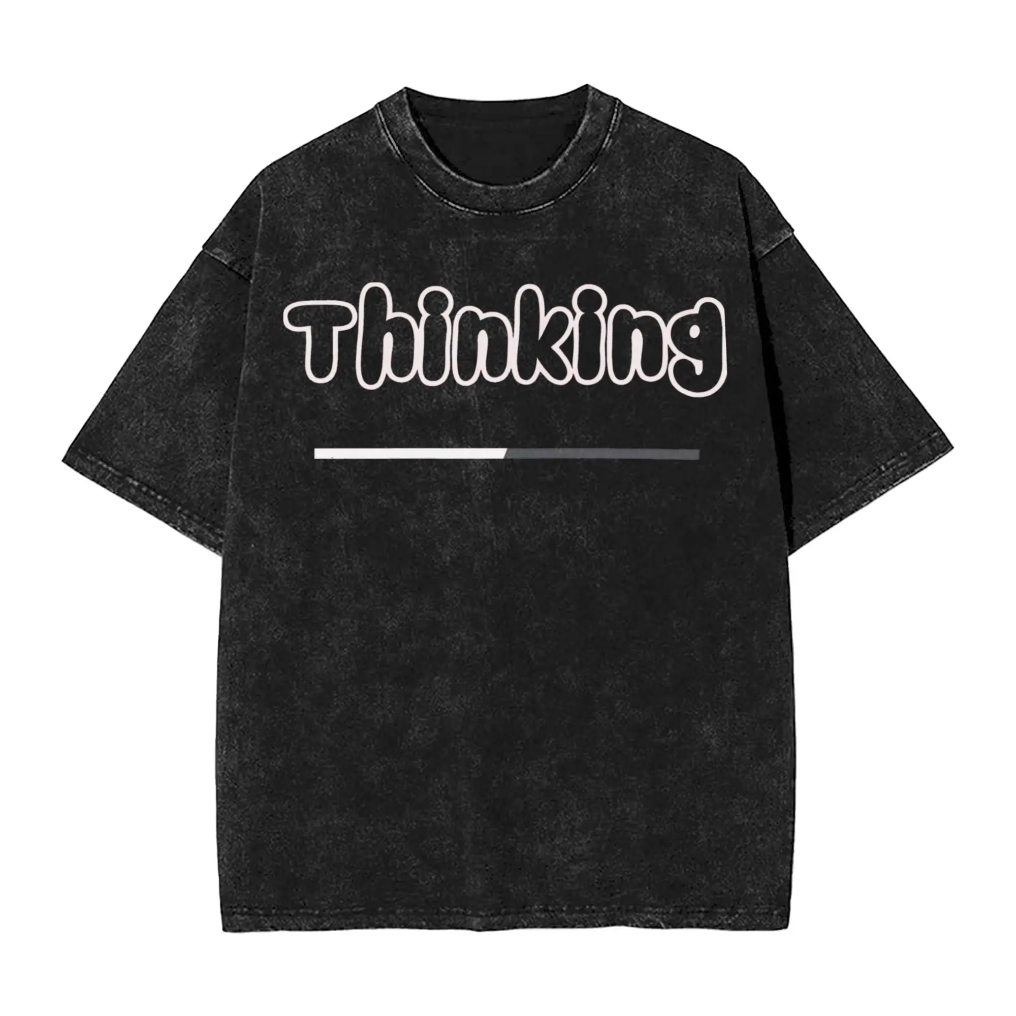 Washed T Shirts I'm Thinking Hip Hop Vintage T-Shirt Oversize  Streetwear Short Sleeve Graphic Tops Tees Men Women