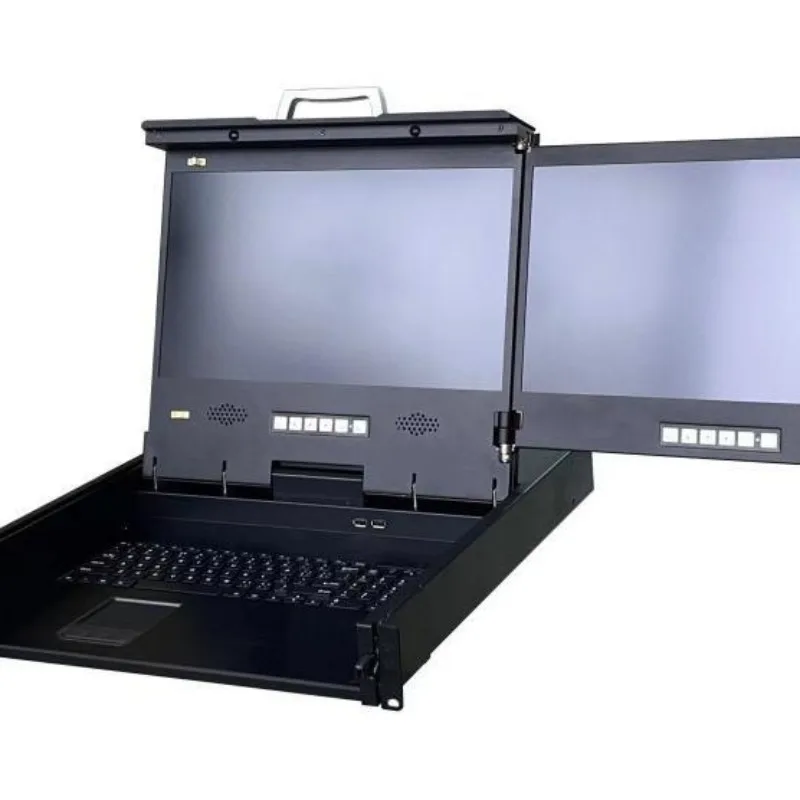 Rugged Rack Dual Screen 2VGAKVM LCD Console, LCD Console