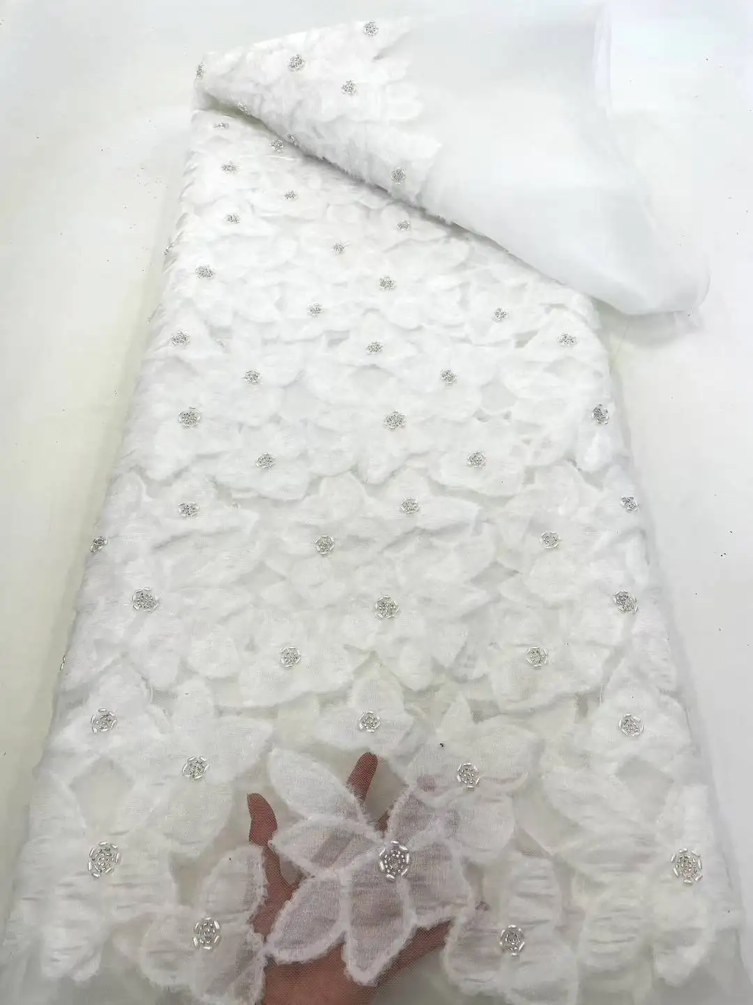 Africa Nigerian Beaded French Mesh Lace With Sequins High Quality 2025 Embroidery Lace Sequins Lace For Wedding Dresses Women