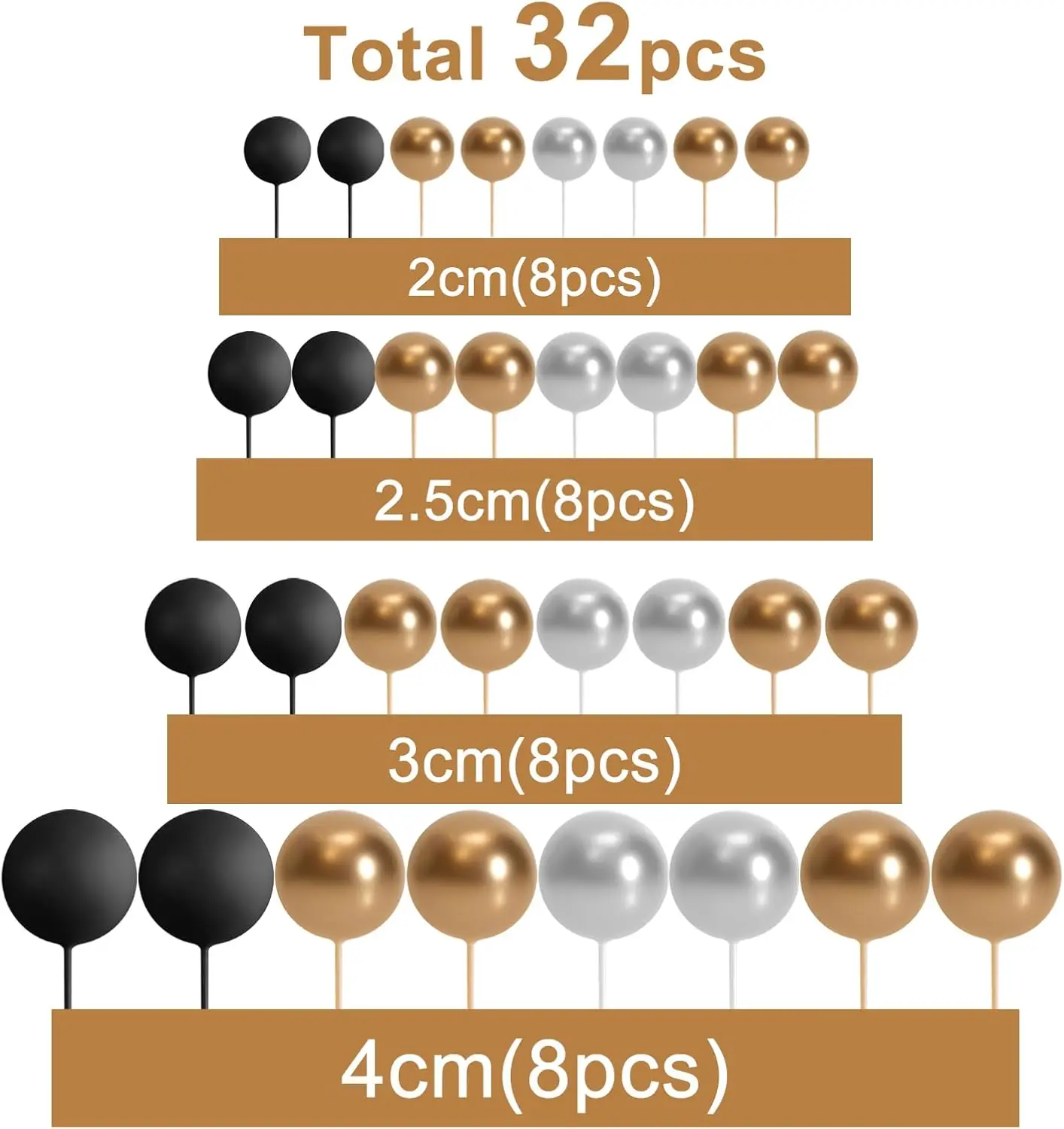 32 Stück Weihnachtskugel-Kuchenaufsatz, Dekorationen, Schaumstoffkugeln, Kuchenaufsatz, Kugeln, Kuchendekorationen für Hochzeit, Party, Geburtstag – Detail 14