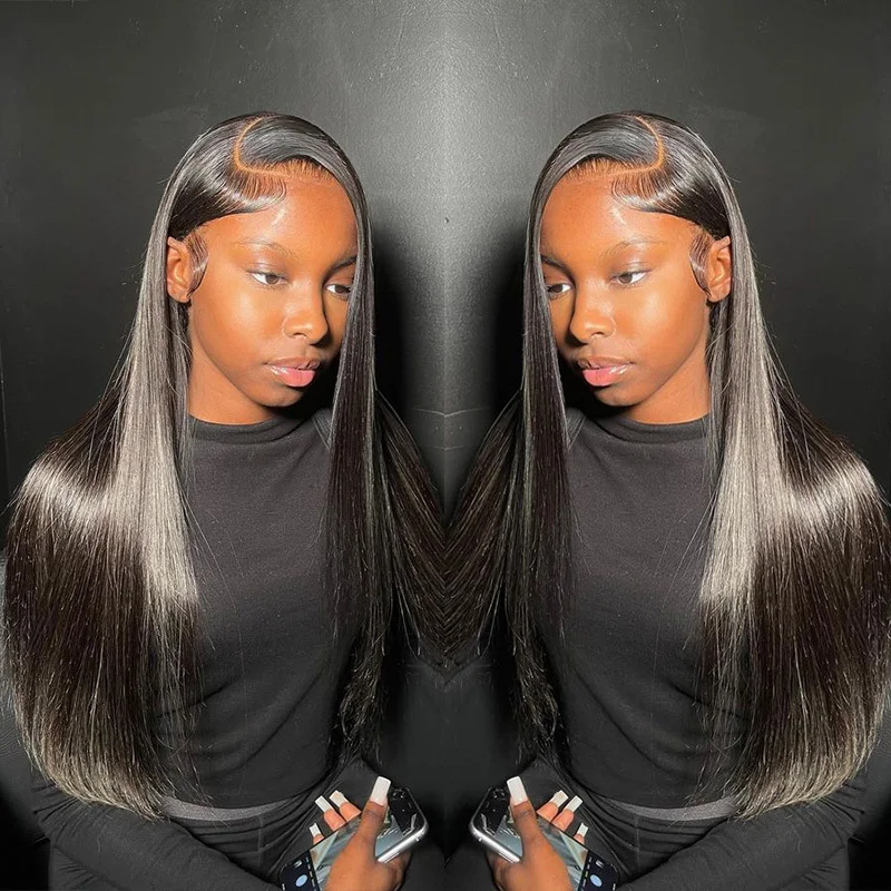 13x4 مستقيم الدانتيل شعر مستعار أمامي 13x6 HD شفاف البرازيلي 30 40 بوصة خصلات الشعر المستعار الإنسان للنساء السود شعر مستعار بدون صمغ