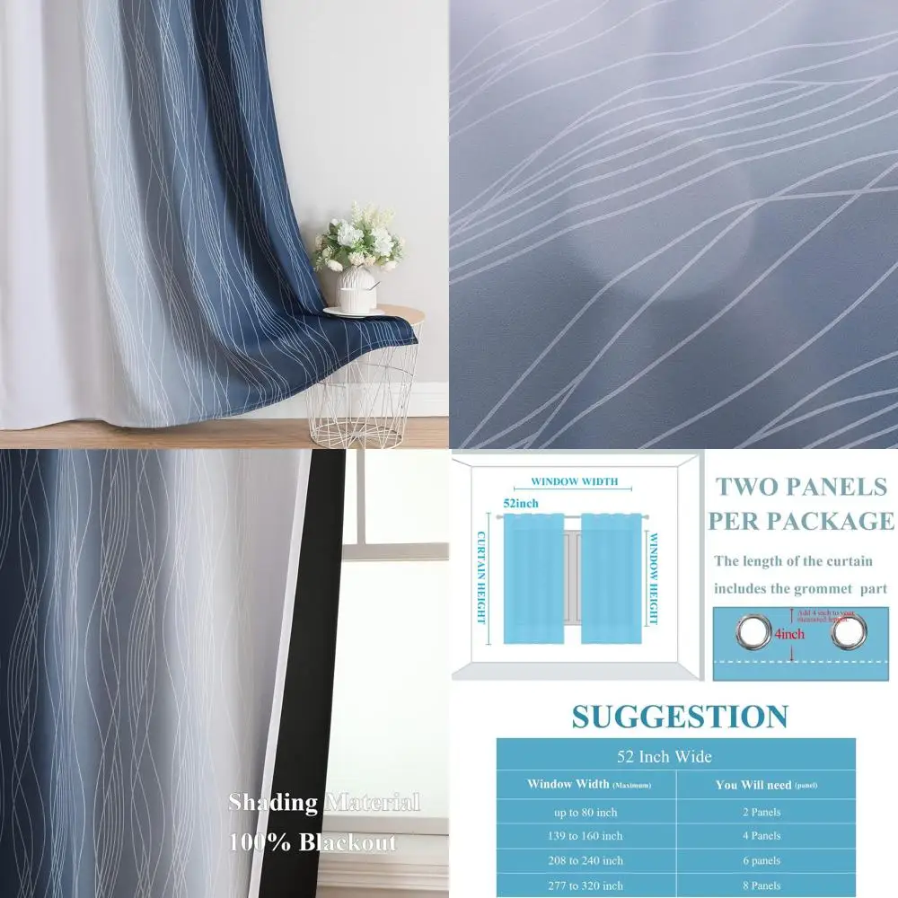

Теплоизоляционные шторы омбре темно-синего и серо-белого цвета, 132 см (52 дюйма) в ширину x 213 см (84 дюйма) в длину, комплект из 2 панелей для спальни или гостиной