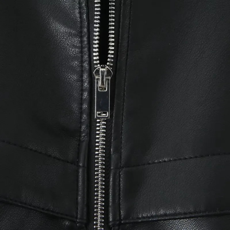 Giacca in pelle Donna Manica lunga Autunno Nuovo Retro Big Flip Spalla Design Giacca in pelle PU con zip Orlo elastico Colletto alla coreana Lady