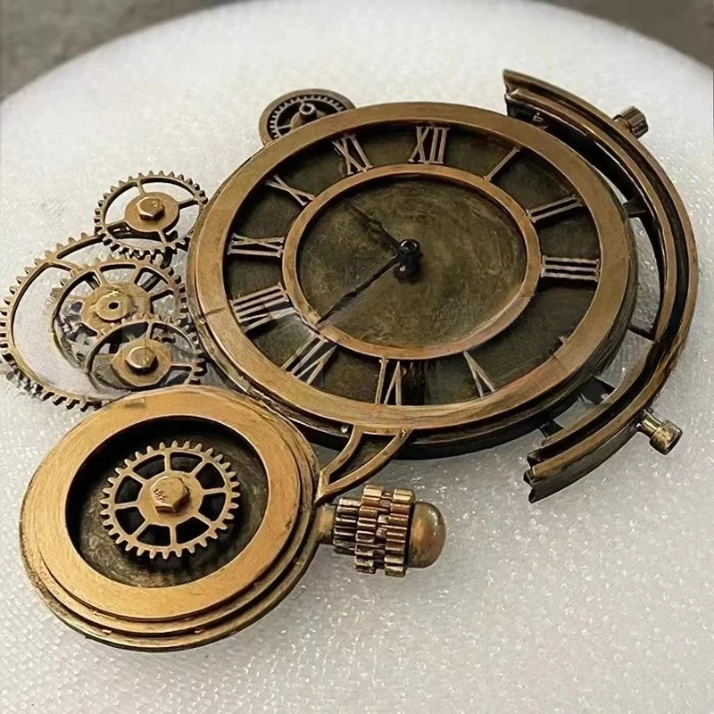 

Nostalgic Vintage Industrial Iron Wall Clock – Polished Cast Metal, Retro Design, Silent Mechanical Movement, Coffee Shops,