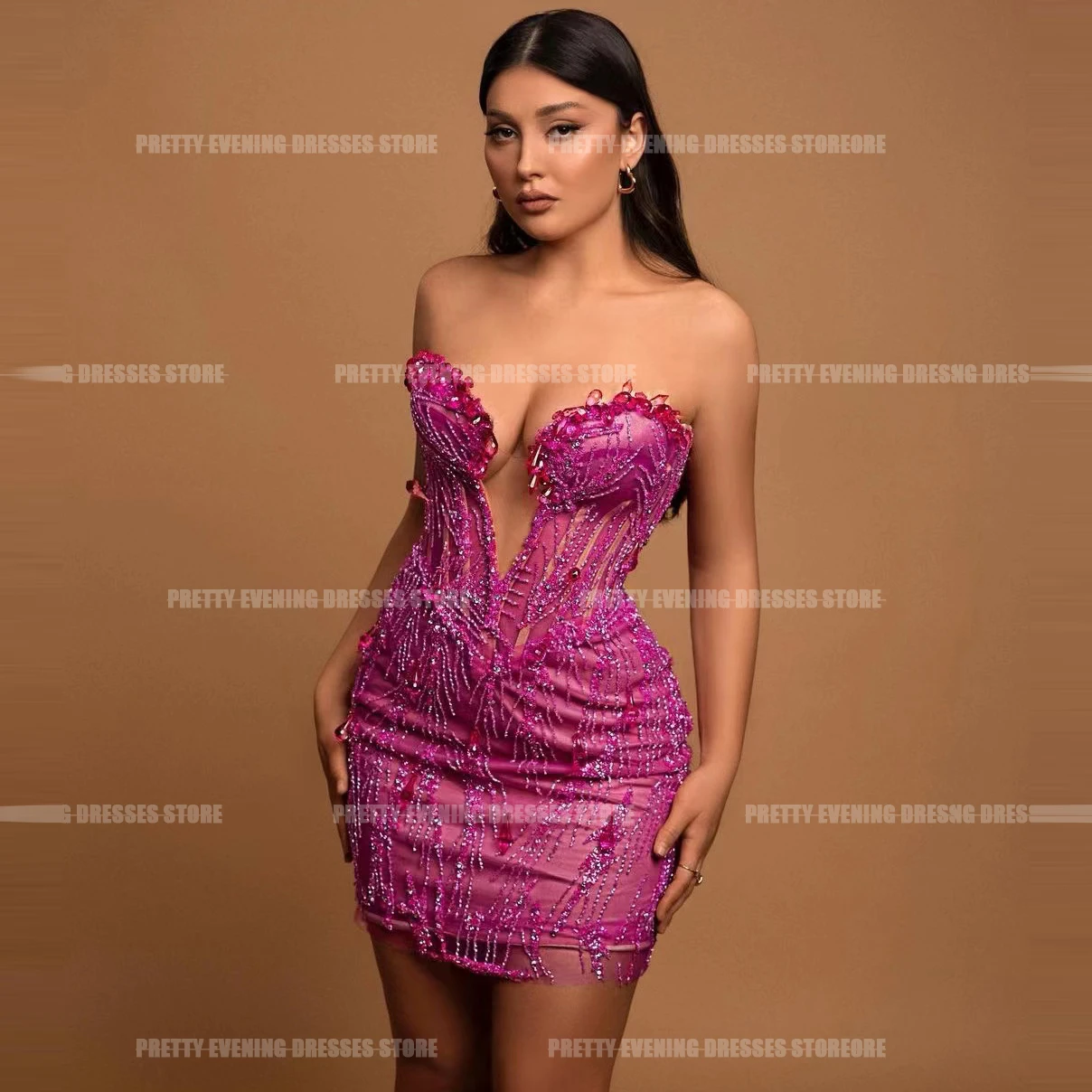 Glisten-Vestidos De Noche con lentejuelas para mujer, traje Sexy De trompeta corta para graduación y graduación, a la moda, 2024