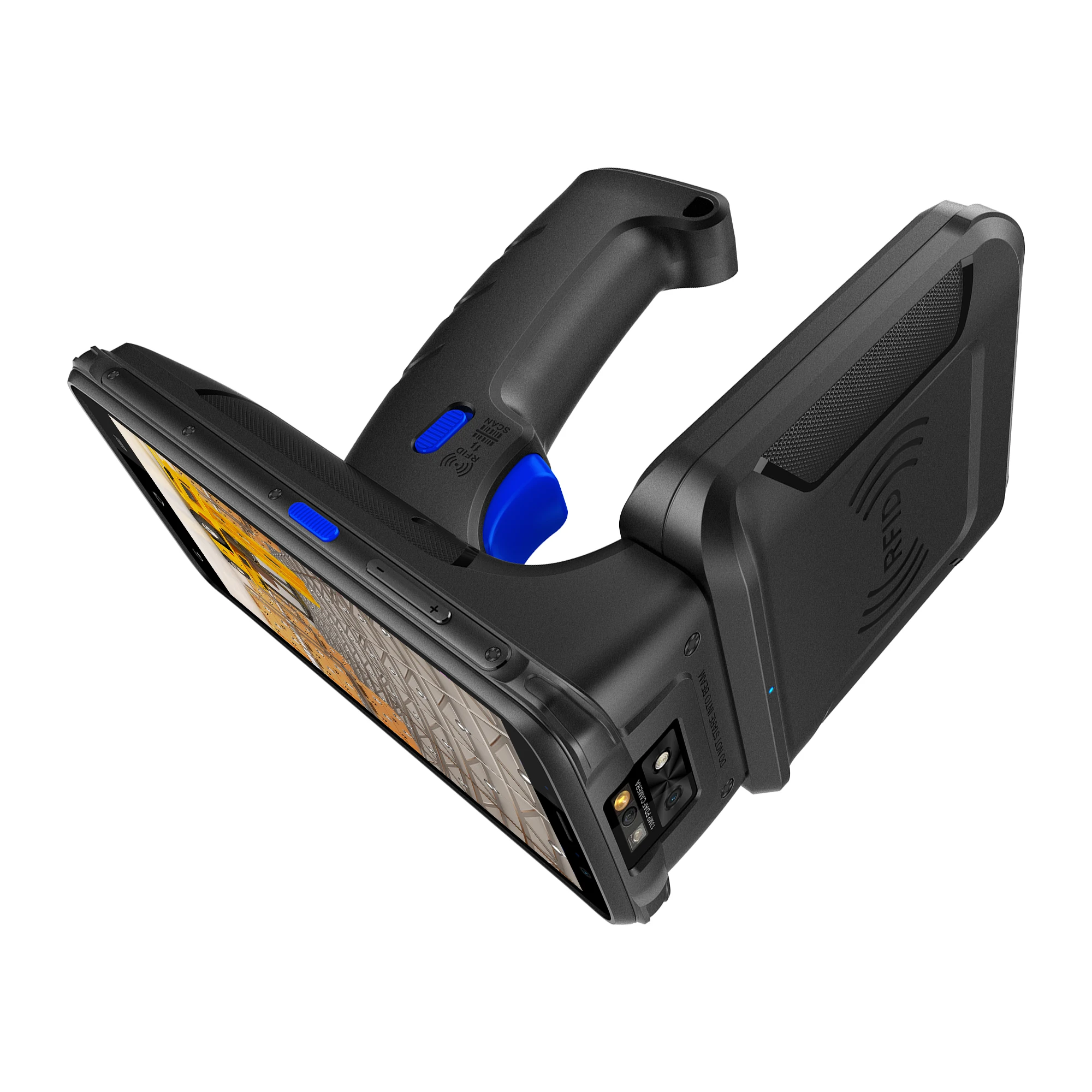 R20 قارئ RFID متين محمول باليد جهاز UHF RFID مع سعة 10000 مللي أمبير في الساعة مسافة قراءة 12 متر شريحة Impinj Indy R2000