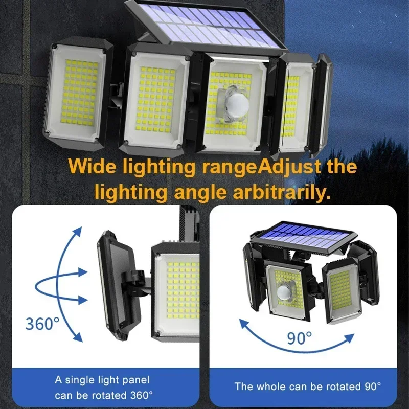 Imagem -03 - Outdoor Motion Sensor Led Lights Solar Powered Lâmpada de Parede Luzes de Inundação para o Pátio Garden Path Cabeças 1pc