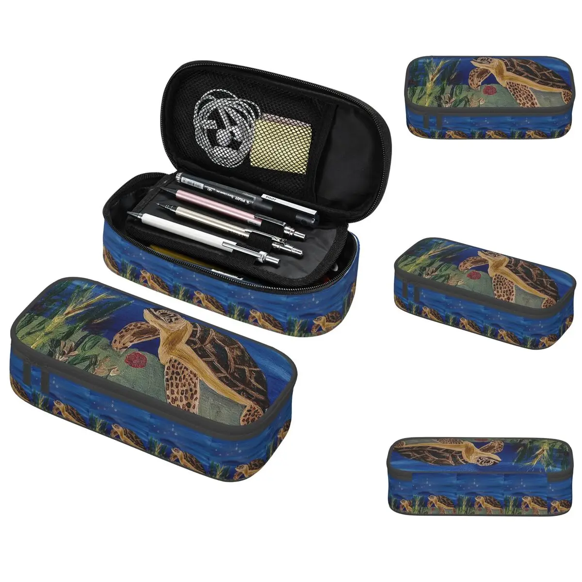 Turtle Swimming In The Sea Ocean Pencil Case for Boy Girl Gifts Pen Box Pencil Bag Stationery Supplies Pen Holder Bag