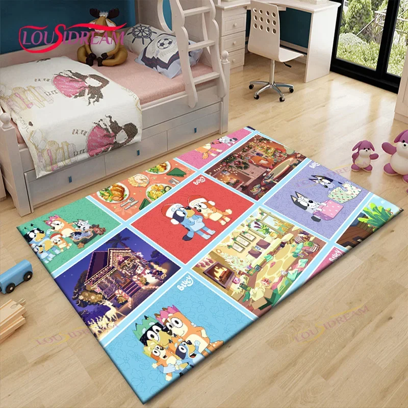 3d cartoon b-blueys carpet large area rug for home entrance living room bedroom decor kid's play floor non-slip mat decoration