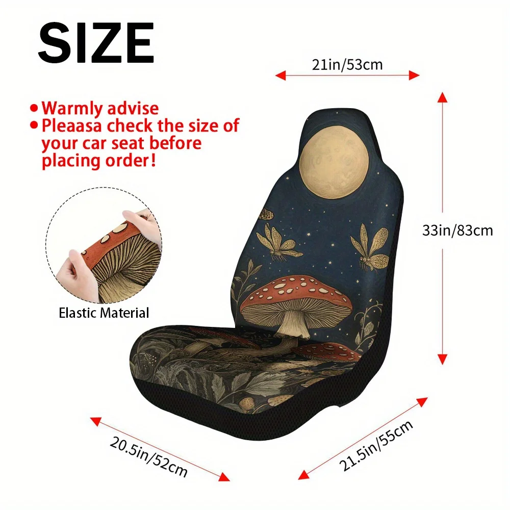 2pcs Moonlit Forest Magic Car Seat Covers, Universal Front Seat Protectors For Cars, Trucks, SUVs, Sedans, Safe And Durable For