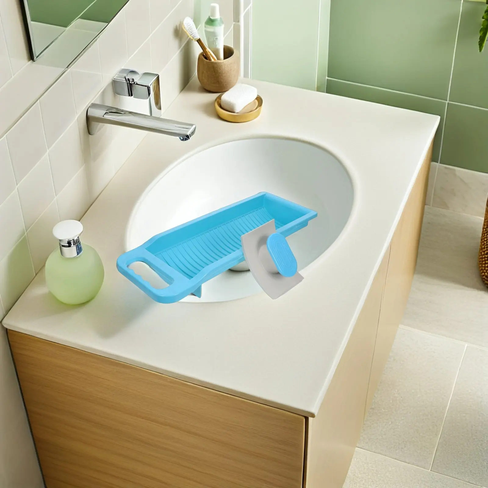 

Portable Plastic Washboard for Hand Washing Clothes Sturdy Non-Deform Hanging Design Easy Storage Small Washing Board for Home