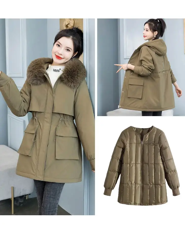 Vielleicht High Quality Removable Lining Winter Parka For Women's Fur Hooded Coat Warm Thicken Female Winter Jacket Clothes 2022