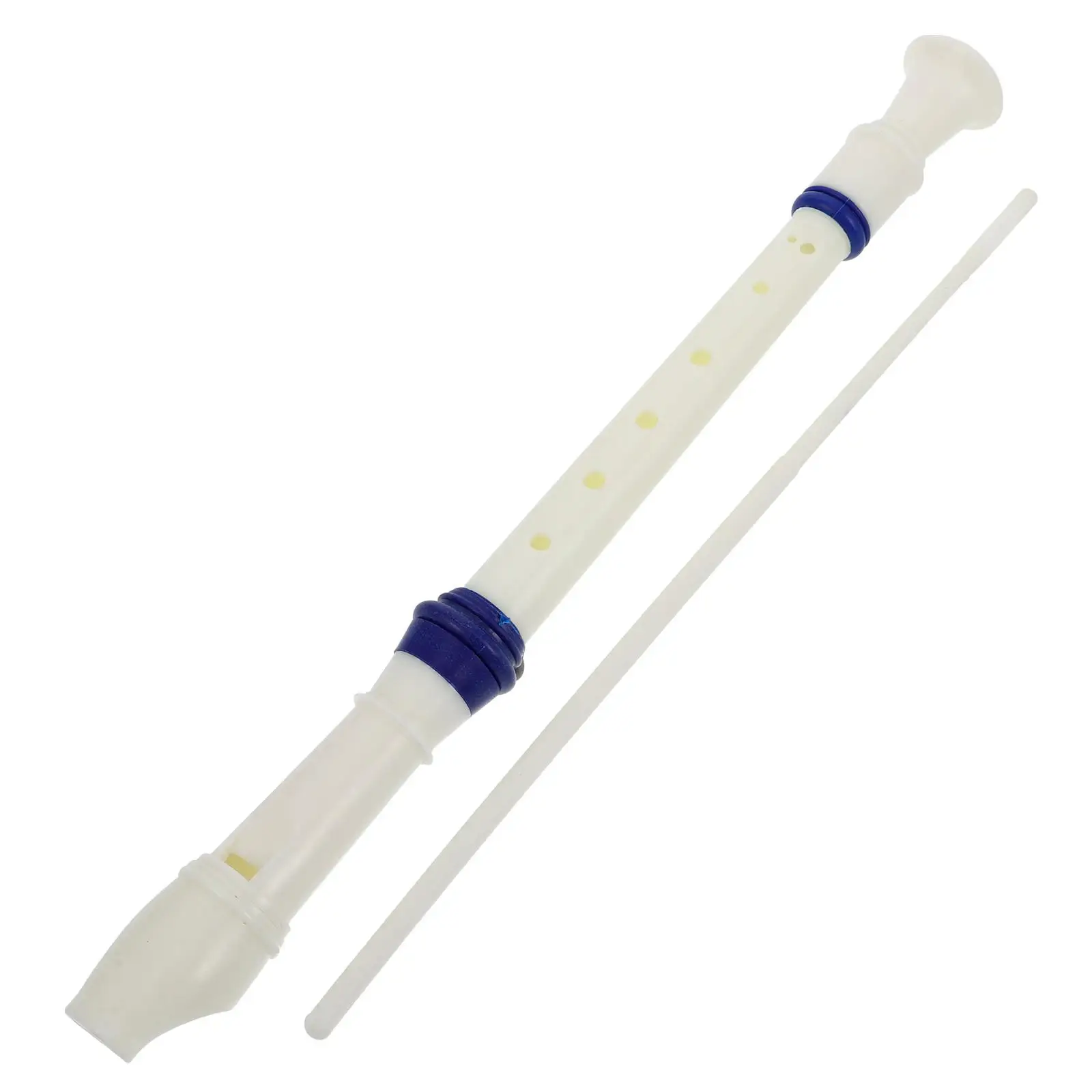 

8-hole Recorder White Blue Ring PP Material Kids Clarinet Beginner Music Flute Practice Wind Instrument School Band Performance