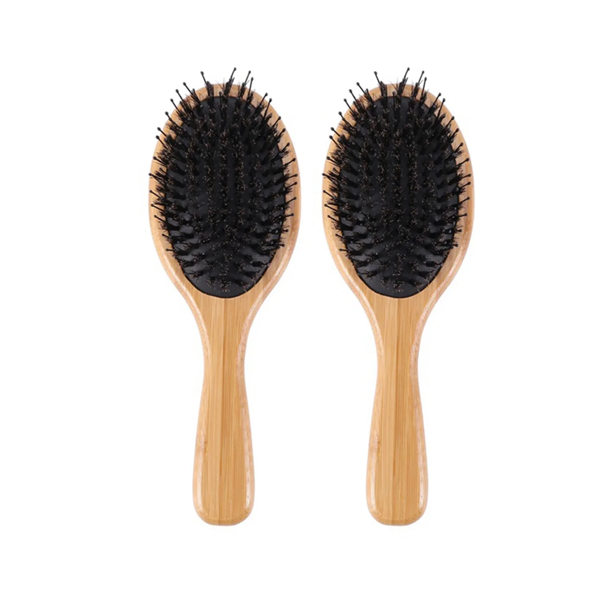 2 Pcs Brush Boar Bristle Hair Brush with Nylon Pins Bamboo Paddle Detangler Brush Detangling Adding Shine Brushes Daily