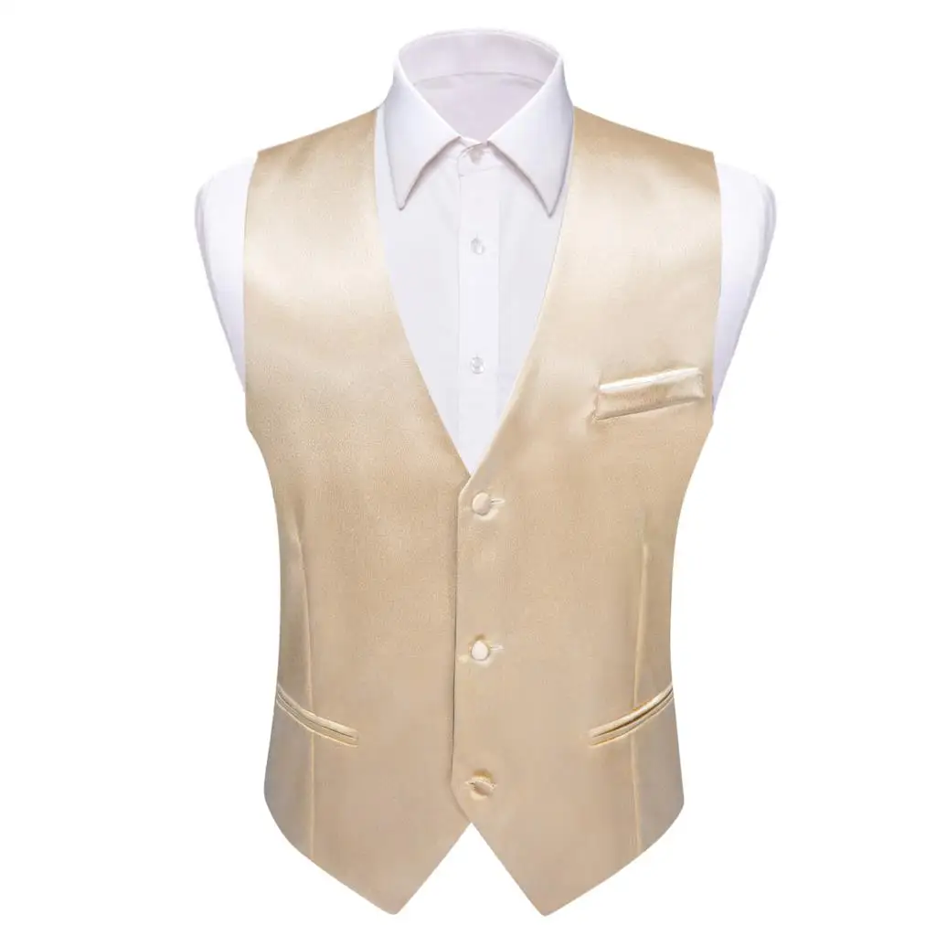 Barry Wang 30 Colors Silk Vest for Men Solid Black Blue Green Red Pik Gold Champain Purple Satin Slim Fit Waistcoat Male Tops