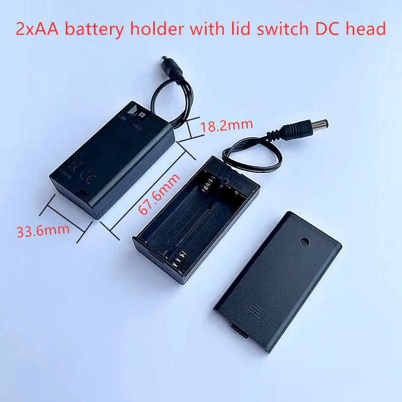 10PCS 2/3/4/6/8XAA Battery Holder With Cover switch DC Plug  Cable 5.5-2.1 1.5/3/4.5/6/9/12V Series Battery Compartment