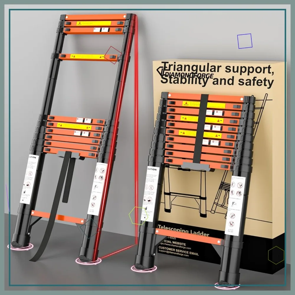 

10.5FT Telescopic Ladder Aluminum Foldable Extension Retractable Compact for Home Roof RV Travel 330lbs