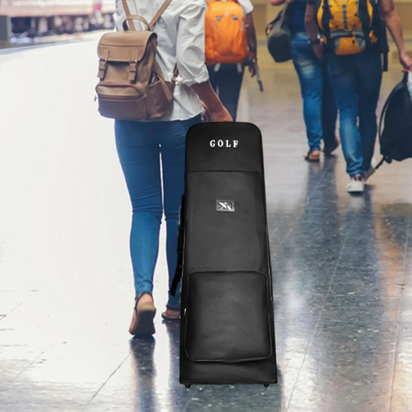 

Golf Travel Bag Carrying Bag Zipper Padded Protective Cover Large Capacity with Wheels for Player Men Airlines Outdoor Sports