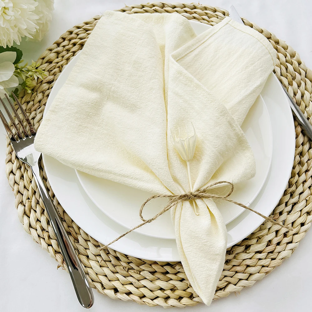 4PCS 30X45CM Cream Napkins 100% Cotton Cloth Napkins Dinner Table Serviettes Soft Washable Reusable Weddings Parties Restaurant