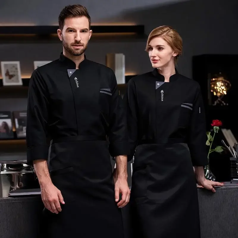 Chef Overalls Kurzarm Sommer Wein Restaurant Esszimmer Küche Essen atmungsaktive Koch Uniform Herren Langarm