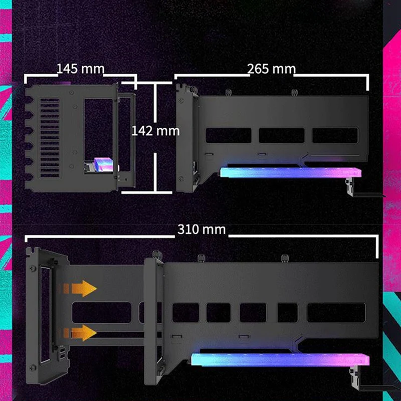 Imagem -03 - Argb Placa Gráfica Suporte Vertical Ez40 Pcie 4.0 X16 Cabo Adaptador Gpu Suporte de Direção Peças de Reposição