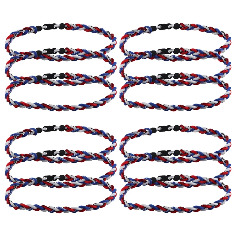 

12Pcs Baseball Necklace 18Inch, Team Gift For Baseball Funs (Red, Blue, White)