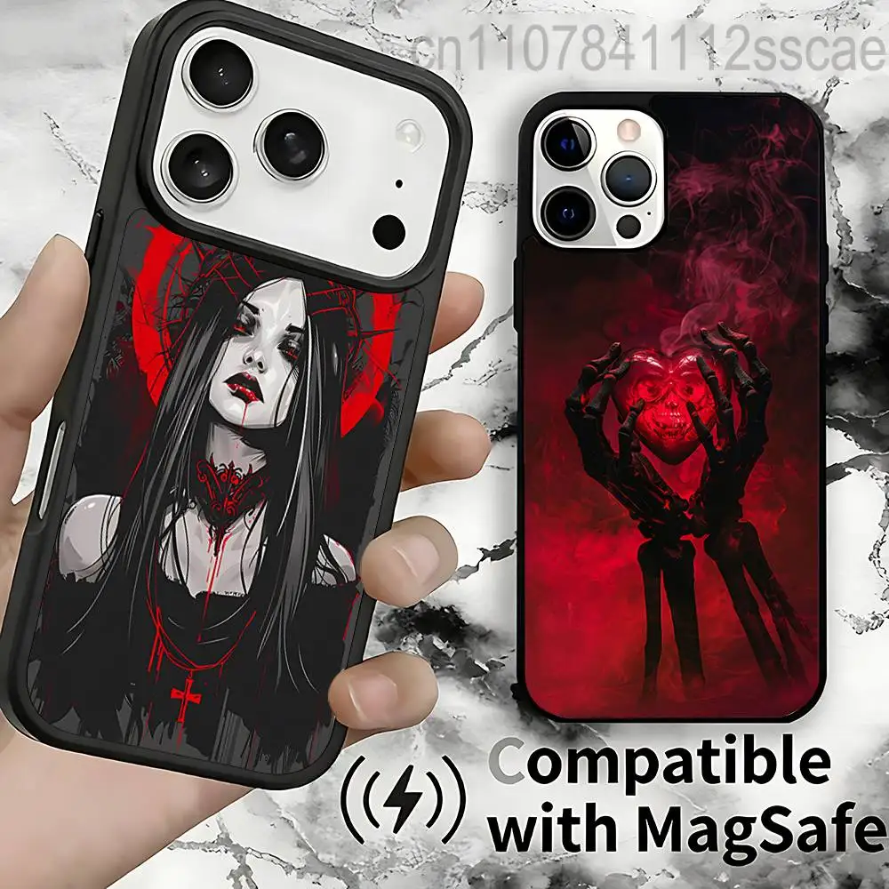 

Магнитный чехол Gothic S-Satan Witch: совместим с IPhone 17,16,15,14,13,12,11,Pro,Max,Plus,Mini,SE4,E