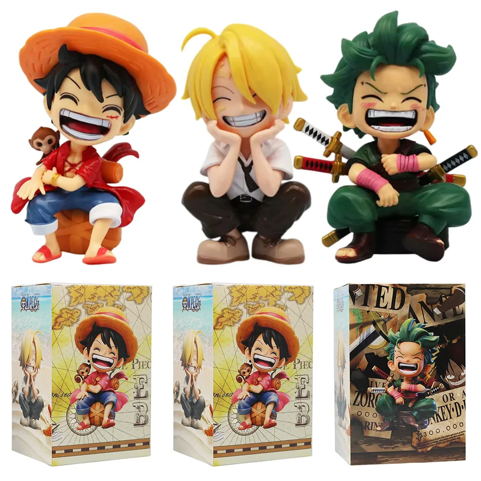 13cm Anime-Figur One Piece Monkey D Luffy Roronoa Zoro Kawaii Spielzeug Q Figural Nendoroid Auto-Dekoration PVC-Modell Geschenk