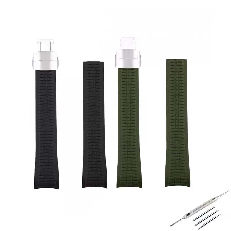 

21mm Men's rubber watch strap accessories compatible Patek Philippe 5164 5167 watch band women silicone wristband Folding buckle