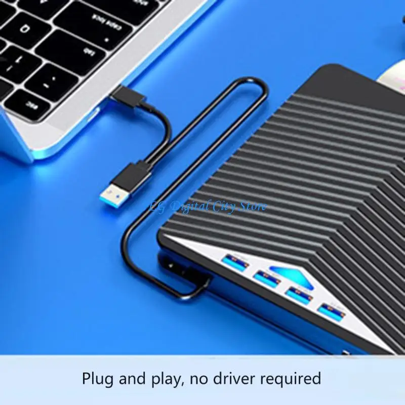 U75B 7 en 1 Lector lector disco disco externo USB3.0 Tipo C Hub Shock -Prest para compatibilidad con PC portátil