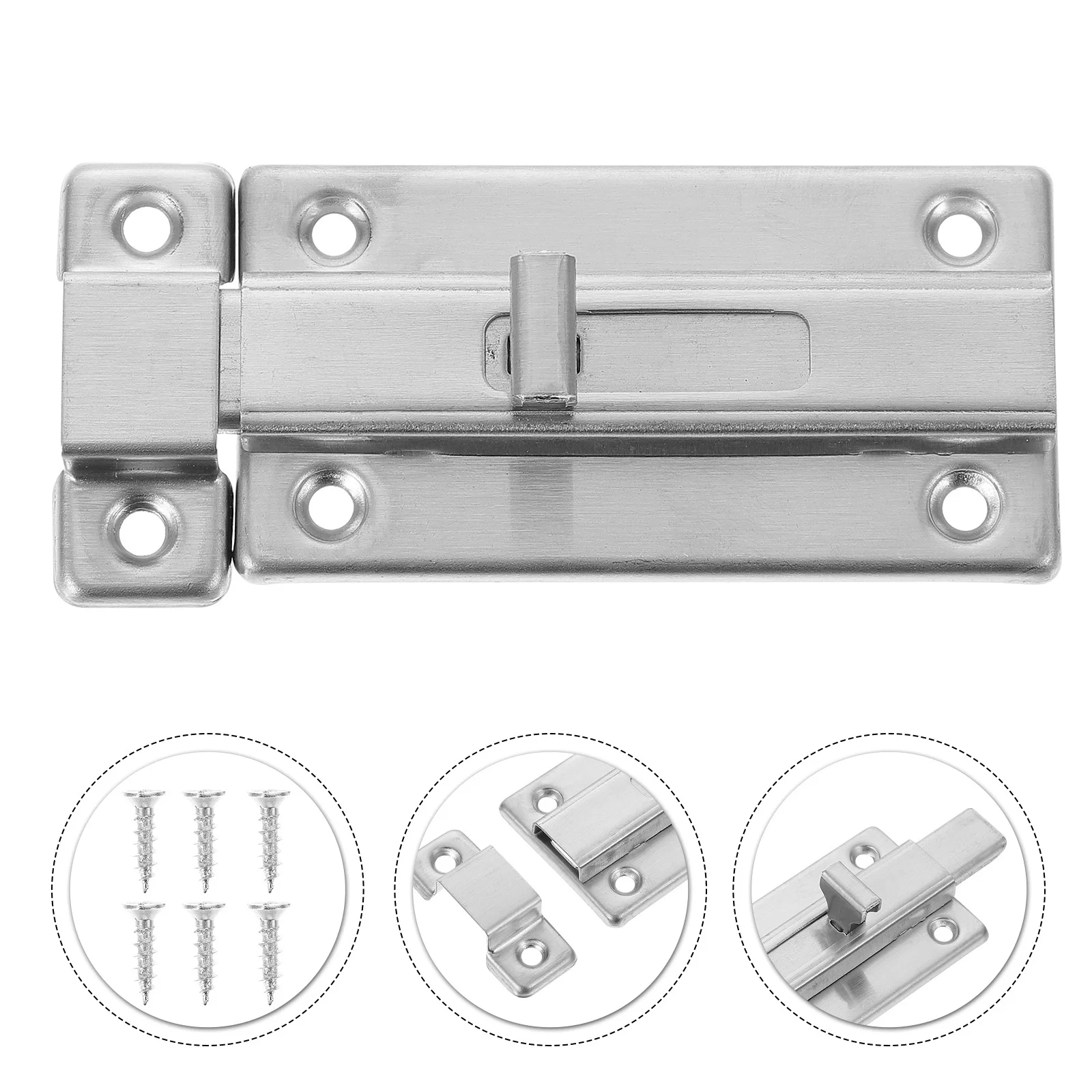 

2 set Double-Ended Door Latch Stainless Steel Sliding Lock For Home Security Side Bolt Latch Door Safety Catch Hardware Fixture