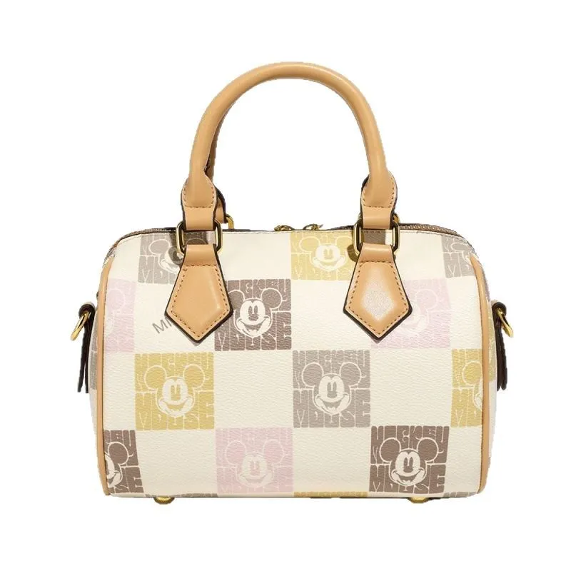 Disney Mickey Mouse Pattern Colorblock Shoulder Bag Casual Commuter Tote for Women
