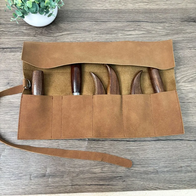 

Кожаная складная сумка для инструментов ручной работы, свернутая сумка с 5 слотами для хранения оборудования, сумка для хранения ретро-инструментов, портативный набор инструментов для мастерской, упаковка