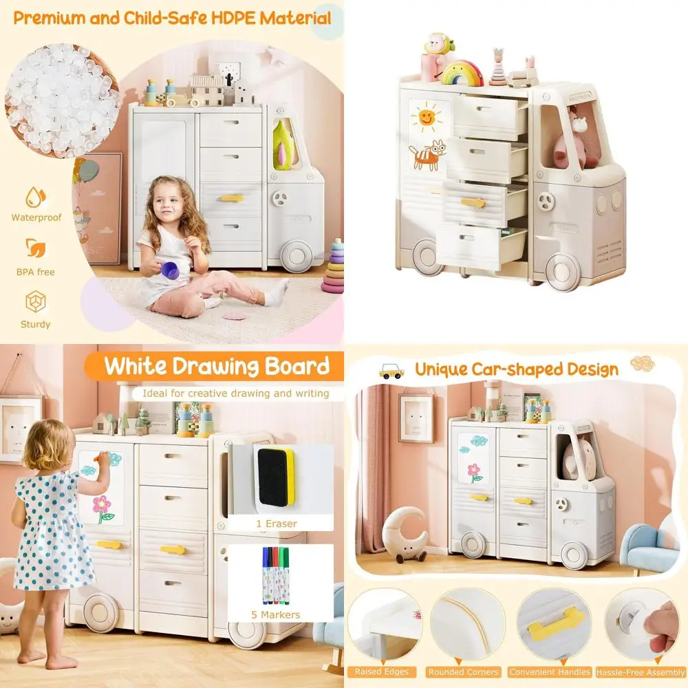 

Детский шкаф для хранения игрушек с 4 ящиками, закрытым отсеком и полкой для игровой комнаты, для малышей, классов и детских садов