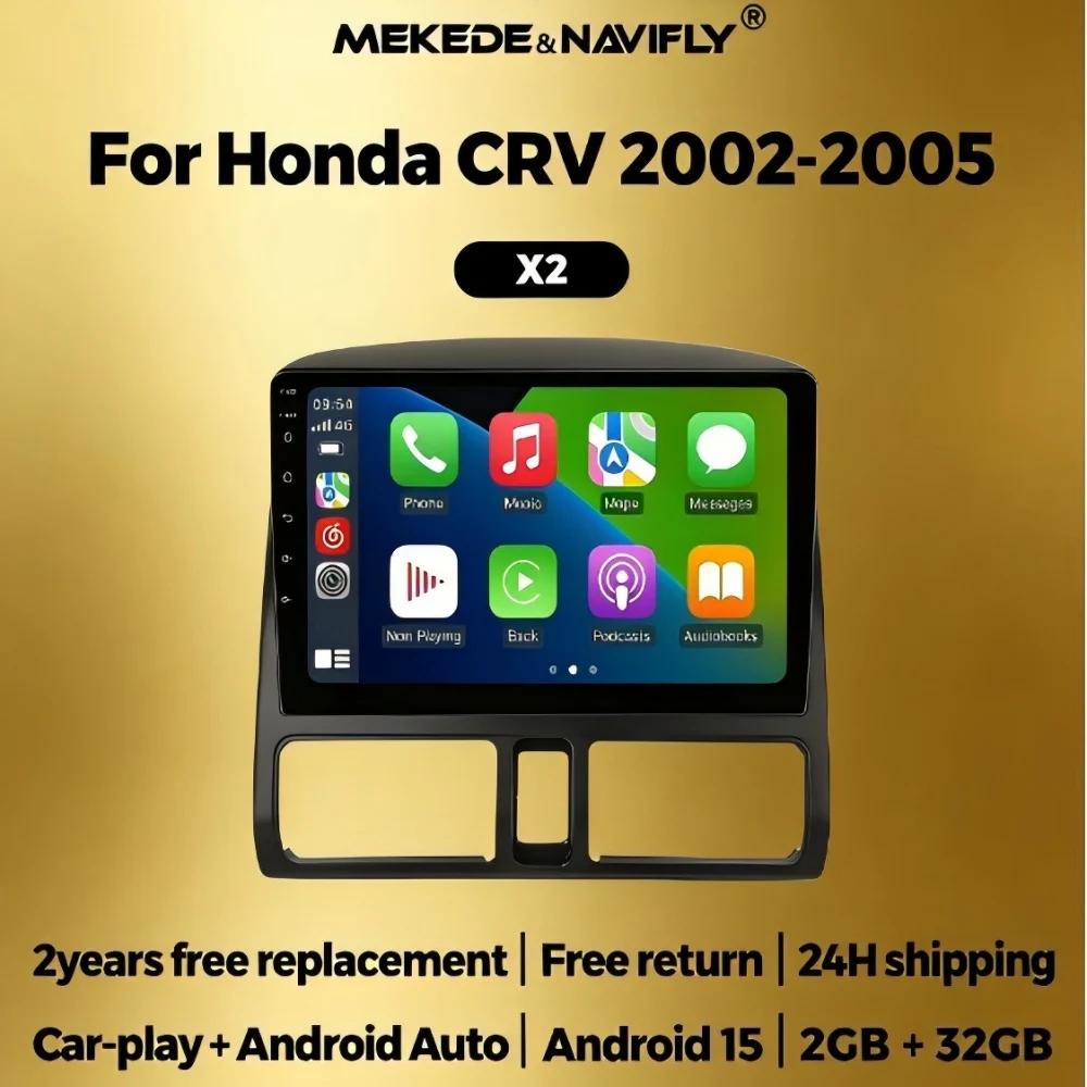 

Для Honda CR-V CRV 2 2001-2006 Android 15 Автомагнитола 2 DIN, автомобильное радио, мультимедийный плеер, навигационный дисплей, Bluetooth