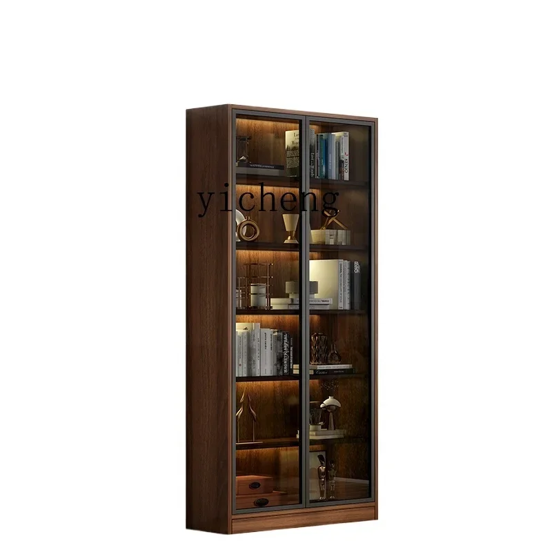 

ZK light luxury bookcase glass door living room floor integrated whole wall locker modern simple locker home decor