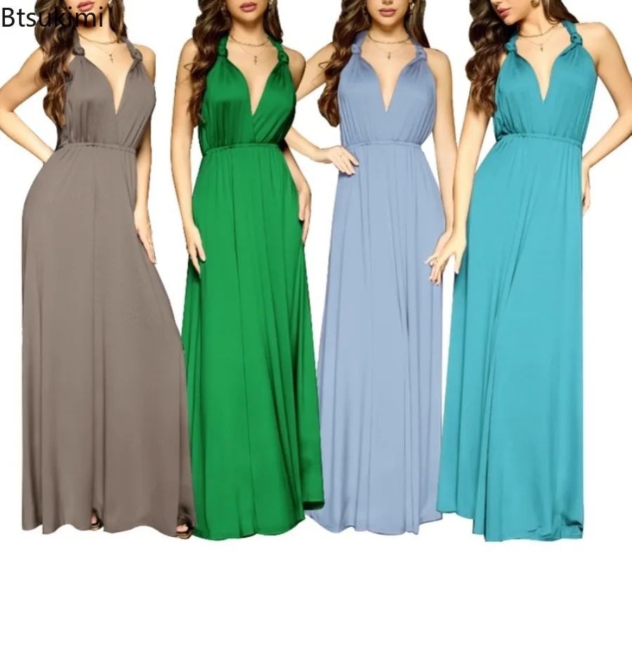 

Sexy Women Dresses Multiway Wrap Convertible Boho Maxi Dress Elegant Bandage Dress Party Bridesmaids Robe Evening Dresses Femme