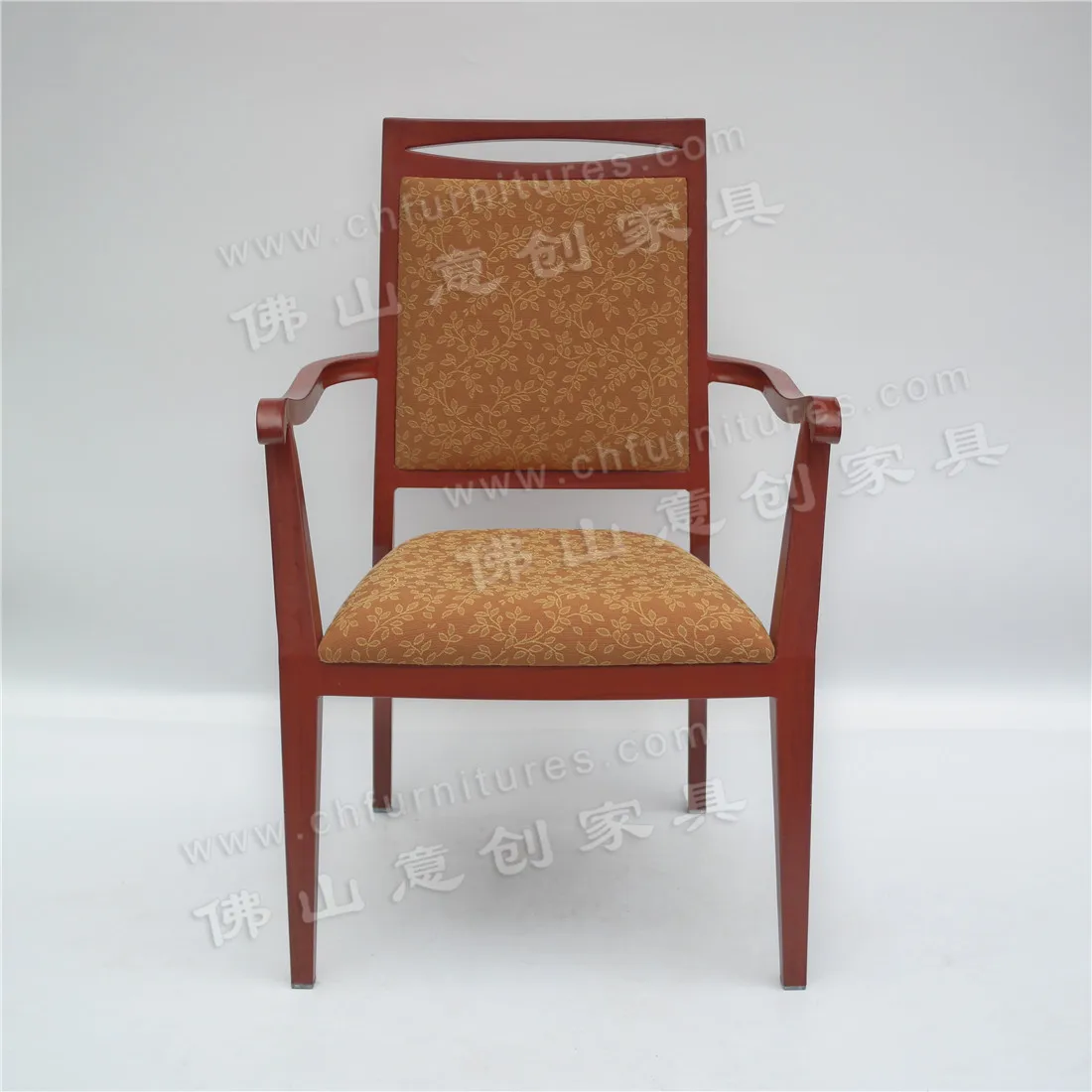 

Hot Sale Luxury Brown Veneer Wooden Armchair High Quality Polyurethane Cushion Hotel Events Modern Style Outdoor Living Room Use