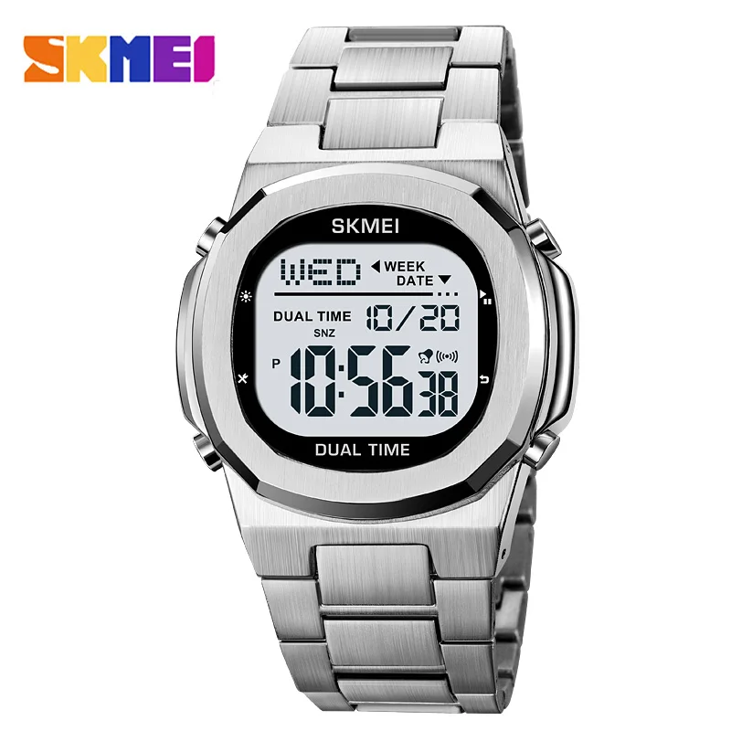 SKMEI 2004 Luxury Digital Watch for Men Sport Calendar Steel Waterproof Electronic Men Wristwatches Led Alarm Clock Reloj Hombre