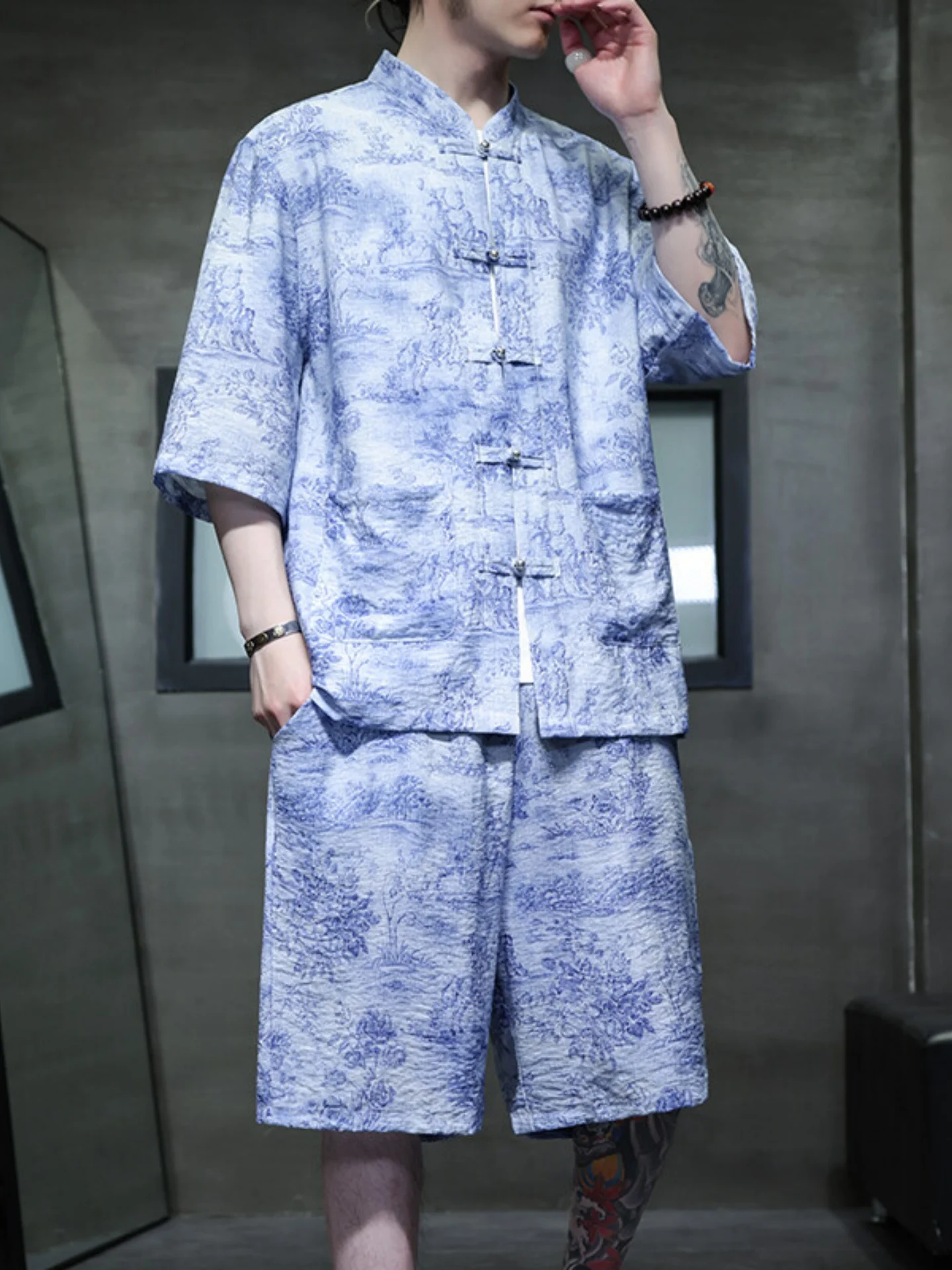 camisa-de-manga-corta-de-seda-de-hielo-estilo-chino-conjunto-ligero-de-verano-para-hombre-juvenil-casual-moderno-transpi