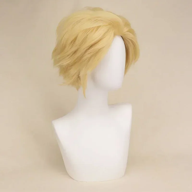 Halloween Lucifer MorFight Star Cosplay Perruque Synthétique pour Homme, Cheveux Courts Blondes, Anime, Lucifer Coplay, 28cm