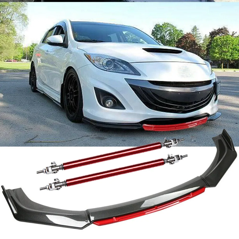 

Carbon Fiber Front Bumper Red Lip Splitter Spoiler Trim Cover For Mazda 2 3 5 United States