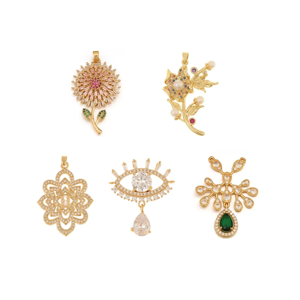 

Cordial Design 10Pcs Necklace Accessories/DIY Making/Copper Pendant/CZ Charms/Flower Shape/Jewelry Findings & Componentss