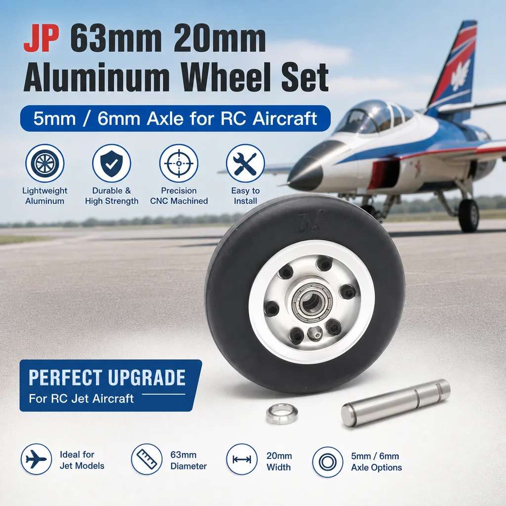 

JP 63mm 20mm Aluminum Wheel Set 5mm 6mm Axle for RC Aircraft