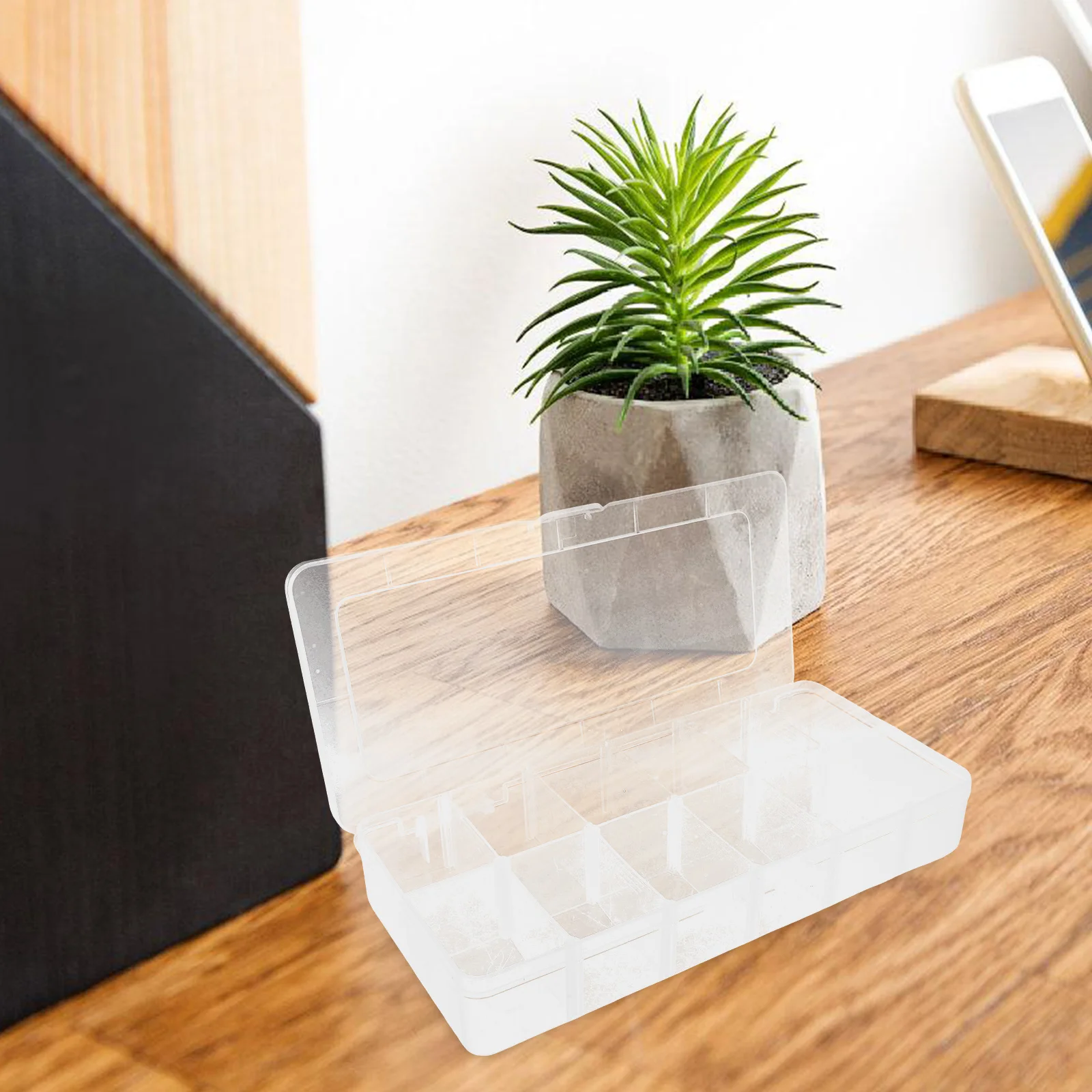 

Clear Plastic Storage Box Divider Transparent Rectangular Small Plastic Container for Jewelry Beads Nail Supplies Craft