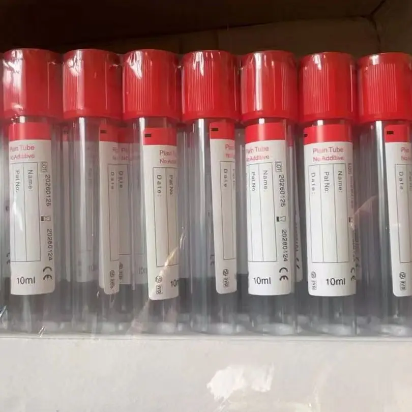 100 Pcs Red‑cap No‑additive Vacuum Blood Plain Tubes Disposable PRF CGF Blood Collection Tube Laboratory Supplies